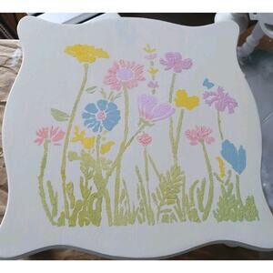 Spring Easter White Wood Painted Floral Centerpiece Antique Upcycled Table Riser